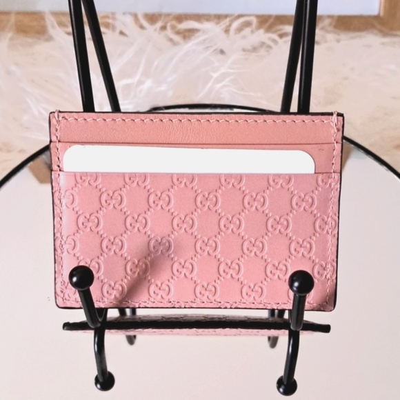 Gucci Microguccissima Card Holder Soft Pink  New - Picture 1 of 7